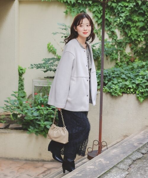 le.coeur blanc / ルクールブラン その他アウター | ニットビーバーノーカラーミドルコート | 詳細26