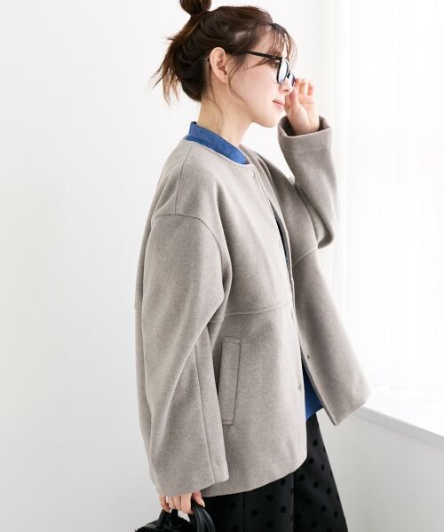 le.coeur blanc / ルクールブラン その他アウター | ニットビーバーノーカラーミドルコート | 詳細3