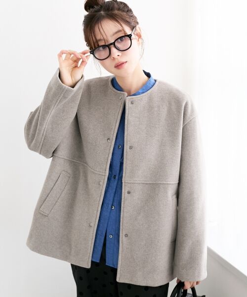 le.coeur blanc / ルクールブラン その他アウター | ニットビーバーノーカラーミドルコート | 詳細4