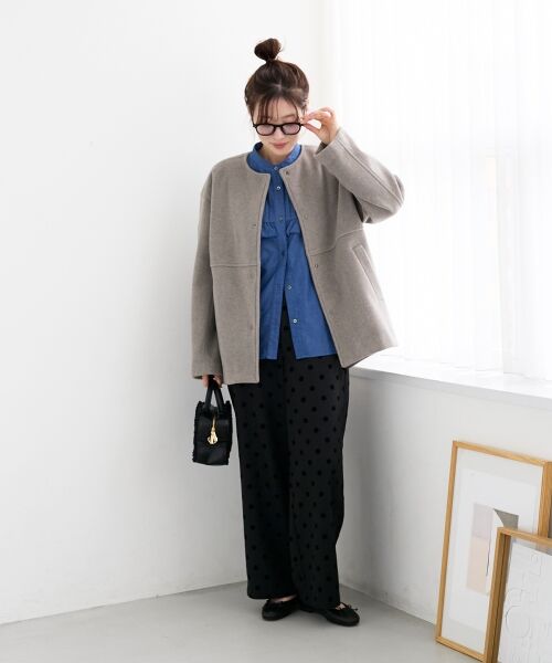 le.coeur blanc / ルクールブラン その他アウター | ニットビーバーノーカラーミドルコート | 詳細6