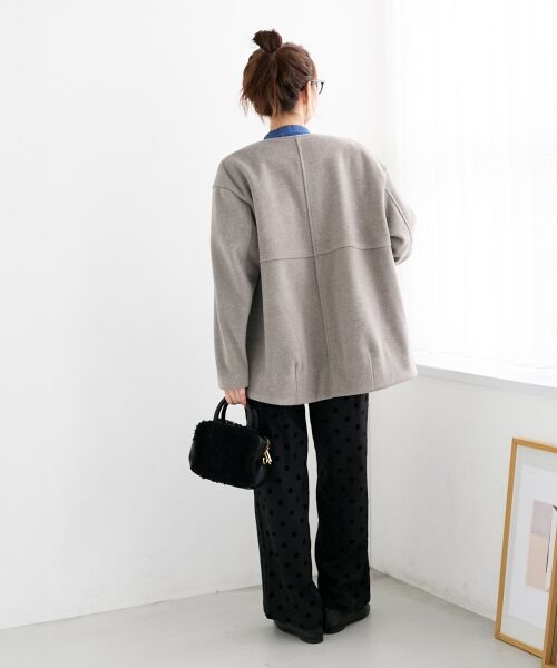 le.coeur blanc / ルクールブラン その他アウター | ニットビーバーノーカラーミドルコート | 詳細9