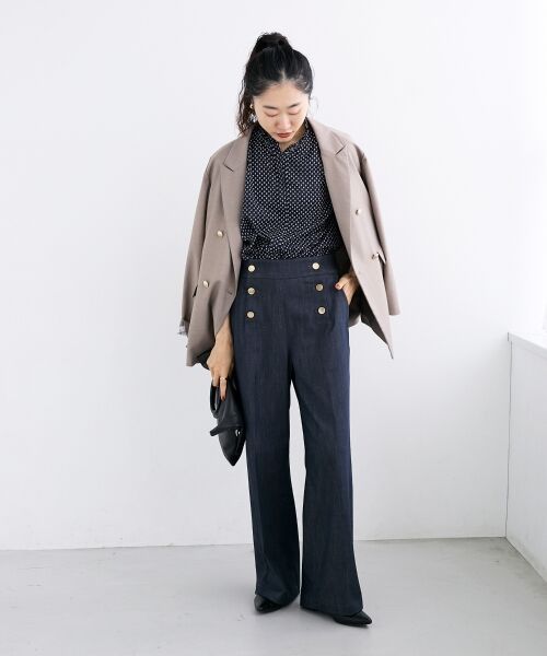 le.coeur blanc / ルクールブラン シャツ・ブラウス | 《手洗い可能》シャーリングネック幾何柄ブラウス | 詳細23