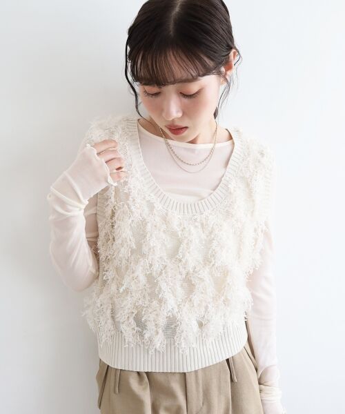 le.coeur blanc / ルクールブラン ベスト | 《WEB・一部店舗限定》ALリボンヤーンベスト | 詳細2