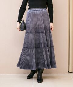 le.coeur blanc / ルクールブラン ロング・マキシ丈スカート | 《WEB限定アイテム》ベロアプリーツスカート