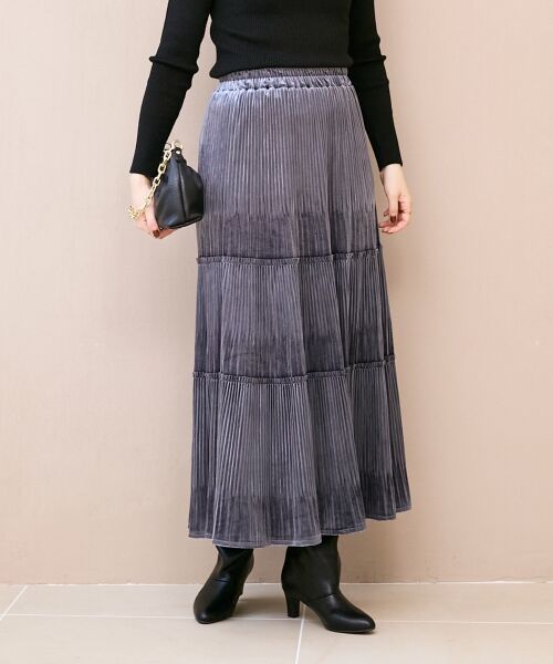 le.coeur blanc / ルクールブラン ロング・マキシ丈スカート | 《WEB限定アイテム》ベロアプリーツスカート | 詳細11