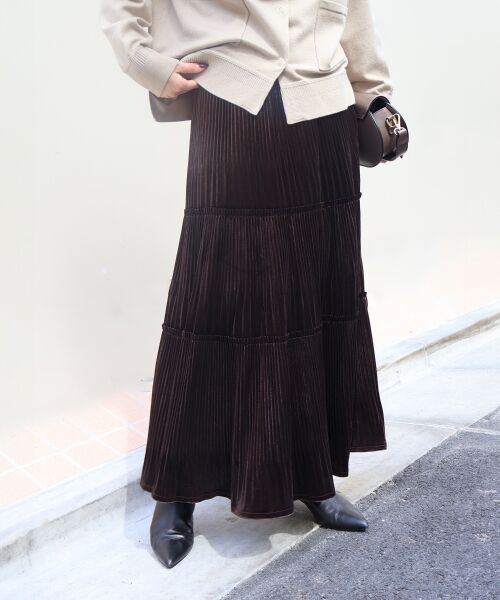 le.coeur blanc / ルクールブラン ロング・マキシ丈スカート | 《WEB限定アイテム》ベロアプリーツスカート | 詳細25