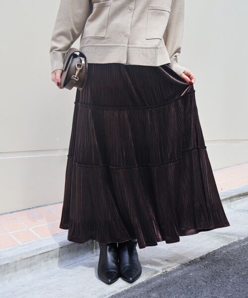 le.coeur blanc / ルクールブラン ロング・マキシ丈スカート | 《WEB限定アイテム》ベロアプリーツスカート | 詳細28