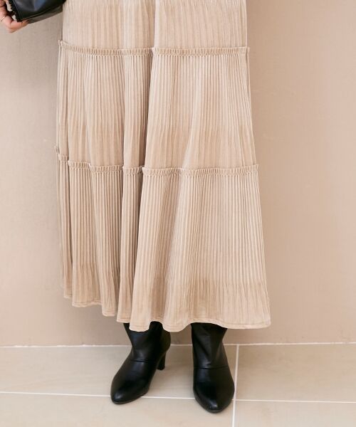 le.coeur blanc / ルクールブラン ロング・マキシ丈スカート | 《WEB限定アイテム》ベロアプリーツスカート | 詳細7