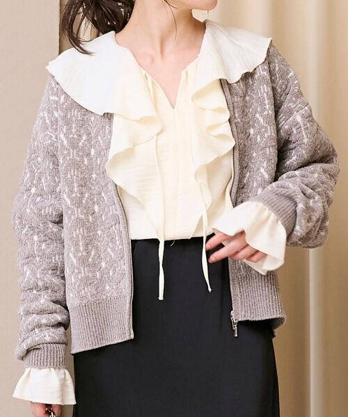 le.coeur blanc / ルクールブラン ブルゾン | モールジャガードニットブルゾン | 詳細3