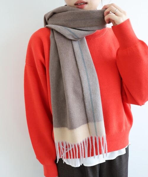 le.coeur blanc / ルクールブラン マフラー・ショール・スヌード・ストール | 《WEB限定アイテム》バイカラーラインストール | 詳細12