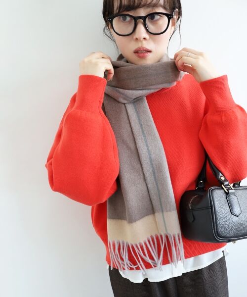 le.coeur blanc / ルクールブラン マフラー・ショール・スヌード・ストール | 《WEB限定アイテム》バイカラーラインストール | 詳細13