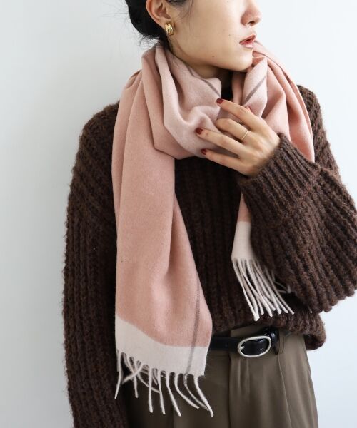 le.coeur blanc / ルクールブラン マフラー・ショール・スヌード・ストール | 《WEB限定アイテム》バイカラーラインストール | 詳細5