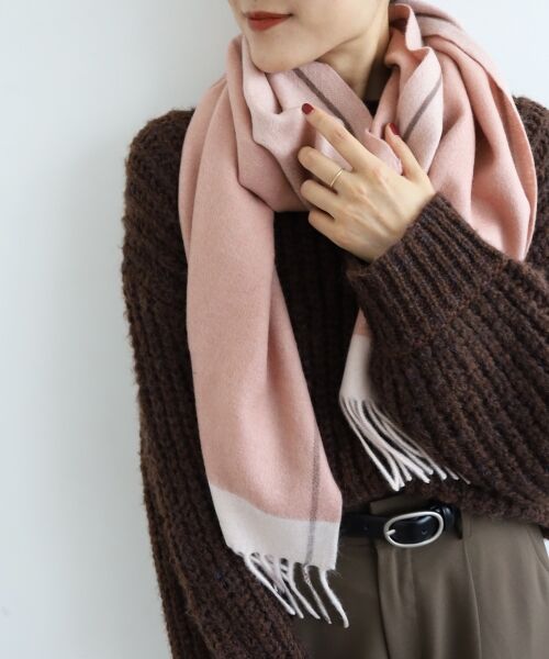 le.coeur blanc / ルクールブラン マフラー・ショール・スヌード・ストール | 《WEB限定アイテム》バイカラーラインストール | 詳細6