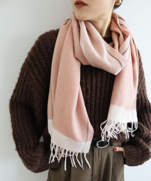 le.coeur blanc / ルクールブラン マフラー・ショール・スヌード・ストール | 《WEB限定アイテム》バイカラーラインストール | 詳細8