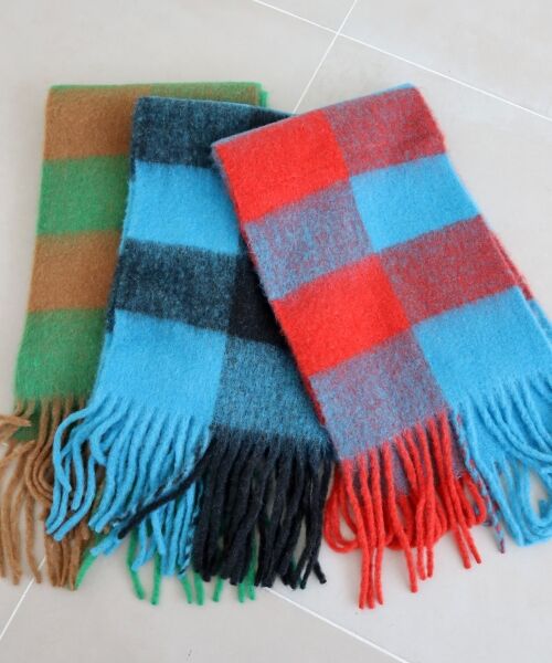 le.coeur blanc / ルクールブラン マフラー・ショール・スヌード・ストール | ビッグフリンジチェックストール | 詳細1