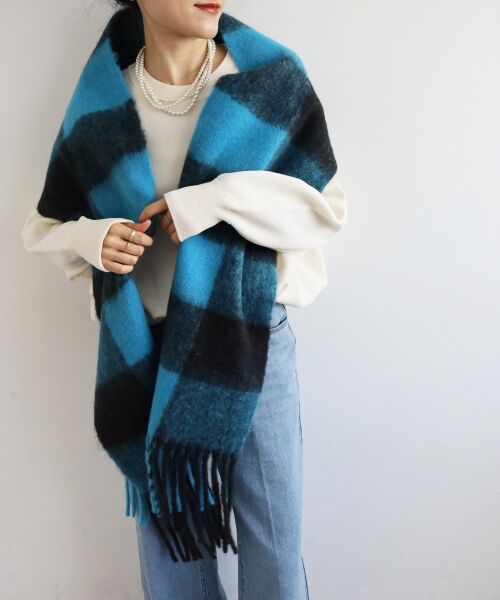 le.coeur blanc / ルクールブラン マフラー・ショール・スヌード・ストール | ビッグフリンジチェックストール | 詳細11