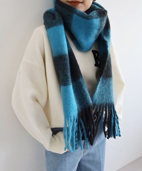 le.coeur blanc / ルクールブラン マフラー・ショール・スヌード・ストール | ビッグフリンジチェックストール | 詳細14