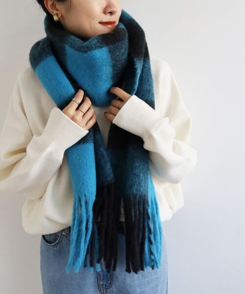 le.coeur blanc / ルクールブラン マフラー・ショール・スヌード・ストール | ビッグフリンジチェックストール | 詳細15