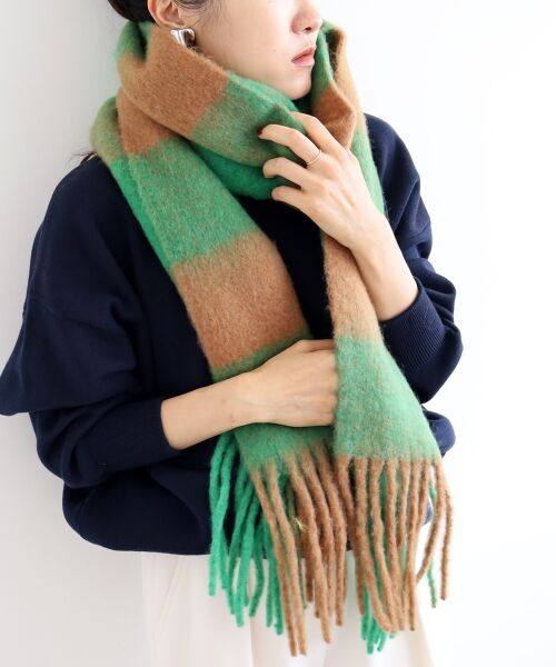 le.coeur blanc / ルクールブラン マフラー・ショール・スヌード・ストール | ビッグフリンジチェックストール | 詳細3