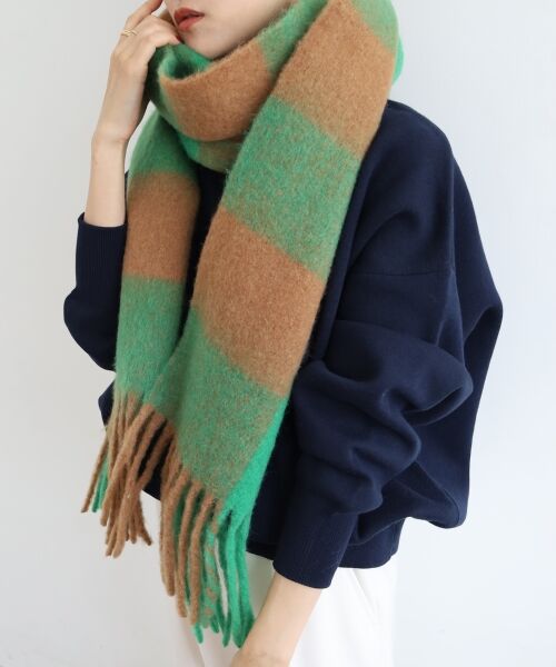 le.coeur blanc / ルクールブラン マフラー・ショール・スヌード・ストール | ビッグフリンジチェックストール | 詳細4