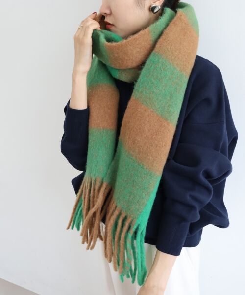 le.coeur blanc / ルクールブラン マフラー・ショール・スヌード・ストール | ビッグフリンジチェックストール | 詳細5