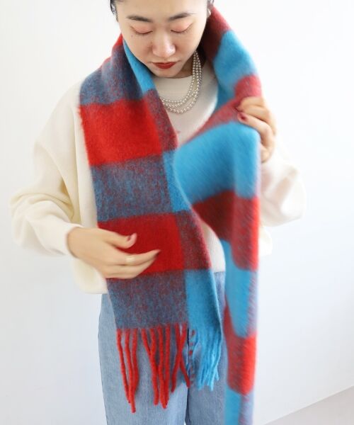 le.coeur blanc / ルクールブラン マフラー・ショール・スヌード・ストール | ビッグフリンジチェックストール | 詳細7