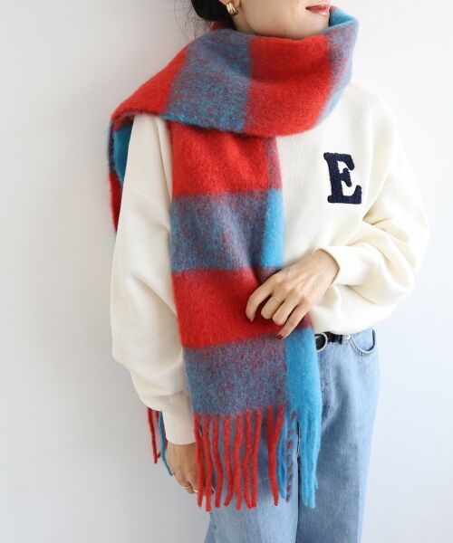 le.coeur blanc / ルクールブラン マフラー・ショール・スヌード・ストール | ビッグフリンジチェックストール | 詳細9