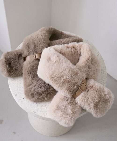 le.coeur blanc / ルクールブラン マフラー・ショール・スヌード・ストール | 《WEB限定アイテム》フェイクファーベルト付ティペット | 詳細2