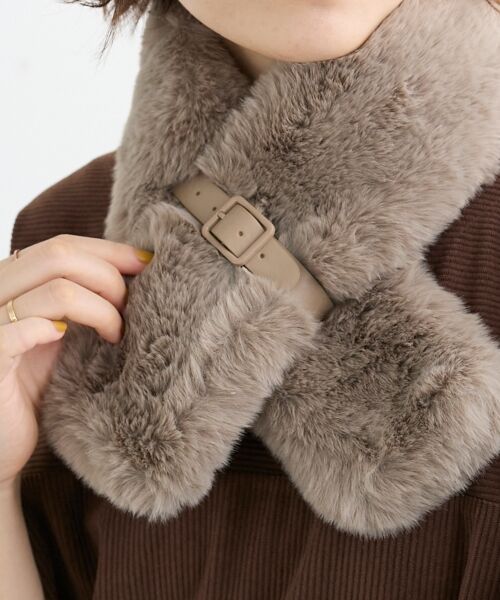 le.coeur blanc / ルクールブラン マフラー・ショール・スヌード・ストール | 《WEB限定アイテム》フェイクファーベルト付ティペット | 詳細7