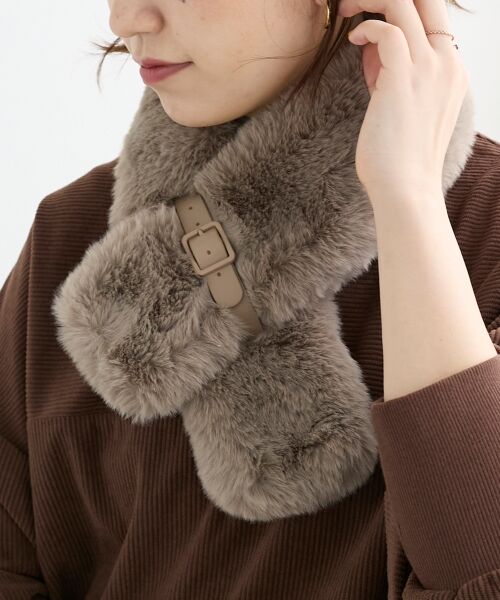 le.coeur blanc / ルクールブラン マフラー・ショール・スヌード・ストール | 《WEB限定アイテム》フェイクファーベルト付ティペット | 詳細9