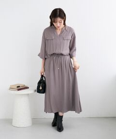 le.coeur blanc / ルクールブラン ロング・マキシ丈ワンピース | リネンライクハーフスリーブワンピース