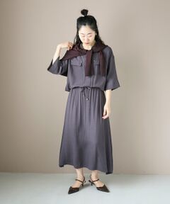 le.coeur blanc / ルクールブラン ロング・マキシ丈ワンピース | リネンライクハーフスリーブワンピース