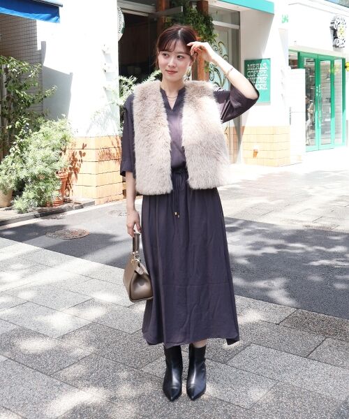 le.coeur blanc / ルクールブラン ロング・マキシ丈ワンピース | リネンライクハーフスリーブワンピース | 詳細10