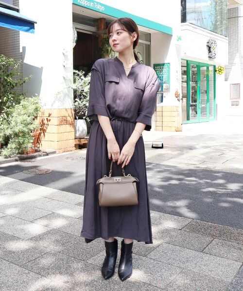 le.coeur blanc / ルクールブラン ロング・マキシ丈ワンピース | リネンライクハーフスリーブワンピース | 詳細11