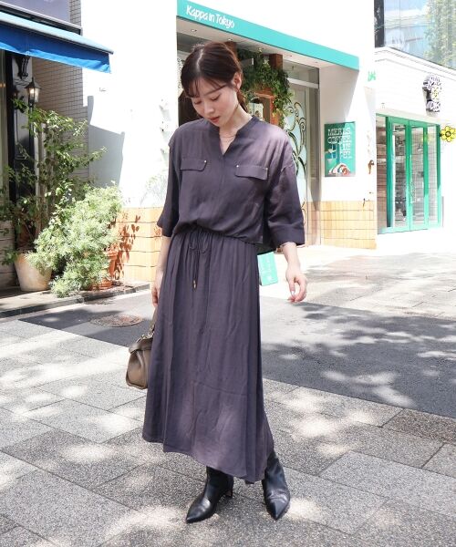 le.coeur blanc / ルクールブラン ロング・マキシ丈ワンピース | リネンライクハーフスリーブワンピース | 詳細12