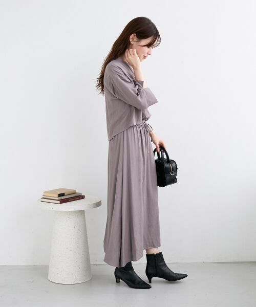 le.coeur blanc / ルクールブラン ロング・マキシ丈ワンピース | リネンライクハーフスリーブワンピース | 詳細15