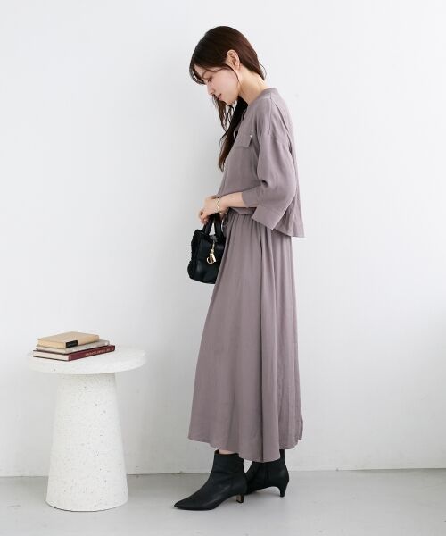 le.coeur blanc / ルクールブラン ロング・マキシ丈ワンピース | リネンライクハーフスリーブワンピース | 詳細17