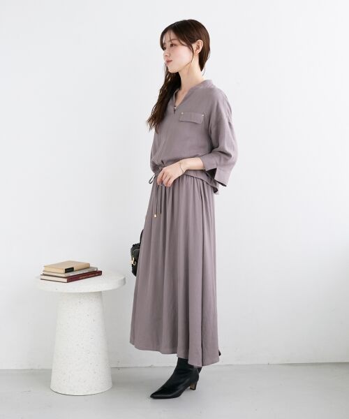 le.coeur blanc / ルクールブラン ロング・マキシ丈ワンピース | リネンライクハーフスリーブワンピース | 詳細18