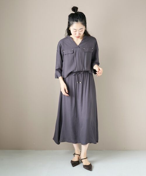 le.coeur blanc / ルクールブラン ロング・マキシ丈ワンピース | リネンライクハーフスリーブワンピース | 詳細2