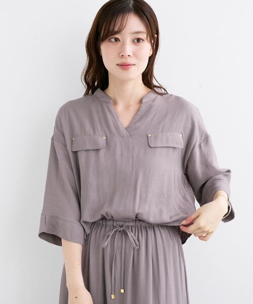 le.coeur blanc / ルクールブラン ロング・マキシ丈ワンピース | リネンライクハーフスリーブワンピース | 詳細20