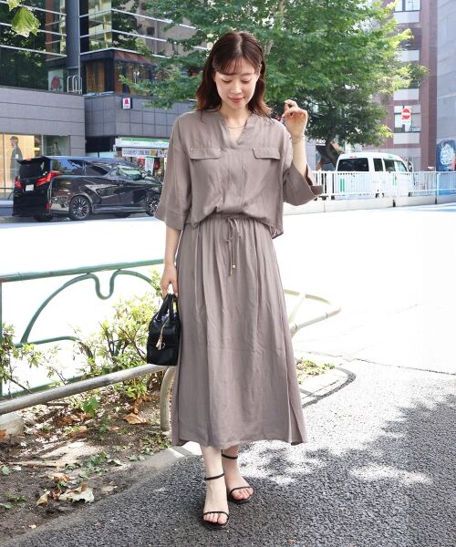 le.coeur blanc / ルクールブラン ロング・マキシ丈ワンピース | リネンライクハーフスリーブワンピース | 詳細26