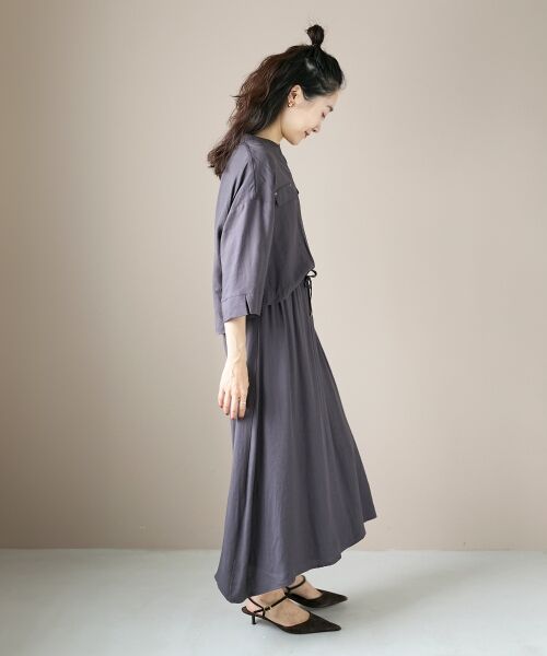 le.coeur blanc / ルクールブラン ロング・マキシ丈ワンピース | リネンライクハーフスリーブワンピース | 詳細3