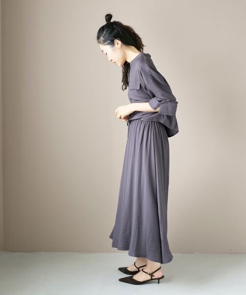 le.coeur blanc / ルクールブラン ロング・マキシ丈ワンピース | リネンライクハーフスリーブワンピース | 詳細4