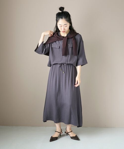 le.coeur blanc / ルクールブラン ロング・マキシ丈ワンピース | リネンライクハーフスリーブワンピース | 詳細5