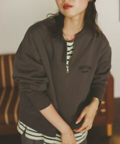 le.coeur blanc / ルクールブラン スウェット | 刺繍入りハーフジップスウェット