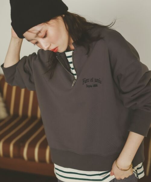 le.coeur blanc / ルクールブラン スウェット | 刺繍入りハーフジップスウェット | 詳細2