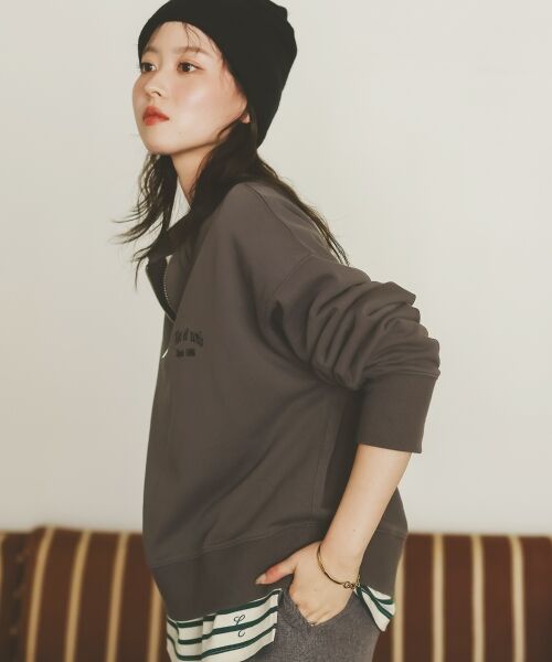 le.coeur blanc / ルクールブラン スウェット | 刺繍入りハーフジップスウェット | 詳細3