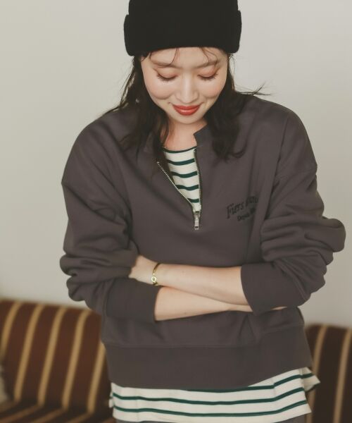 le.coeur blanc / ルクールブラン スウェット | 刺繍入りハーフジップスウェット | 詳細4