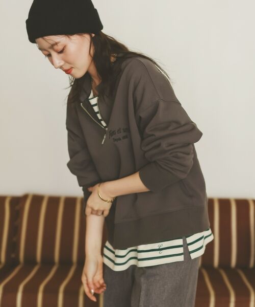 le.coeur blanc / ルクールブラン スウェット | 刺繍入りハーフジップスウェット | 詳細7