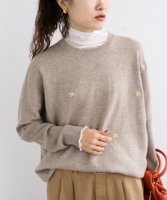 le.coeur blanc / ルクールブラン ニット・セーター | 《手洗い可能》スター刺繍ニットプルオーバー